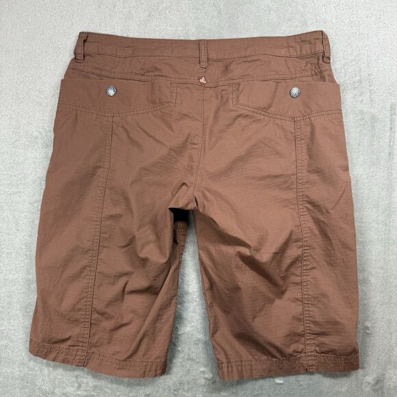Prana Shorts Women’s 10 Brown Ripstop Organic Cotton Pockets Bermuda Summer - Picture 2 of 10